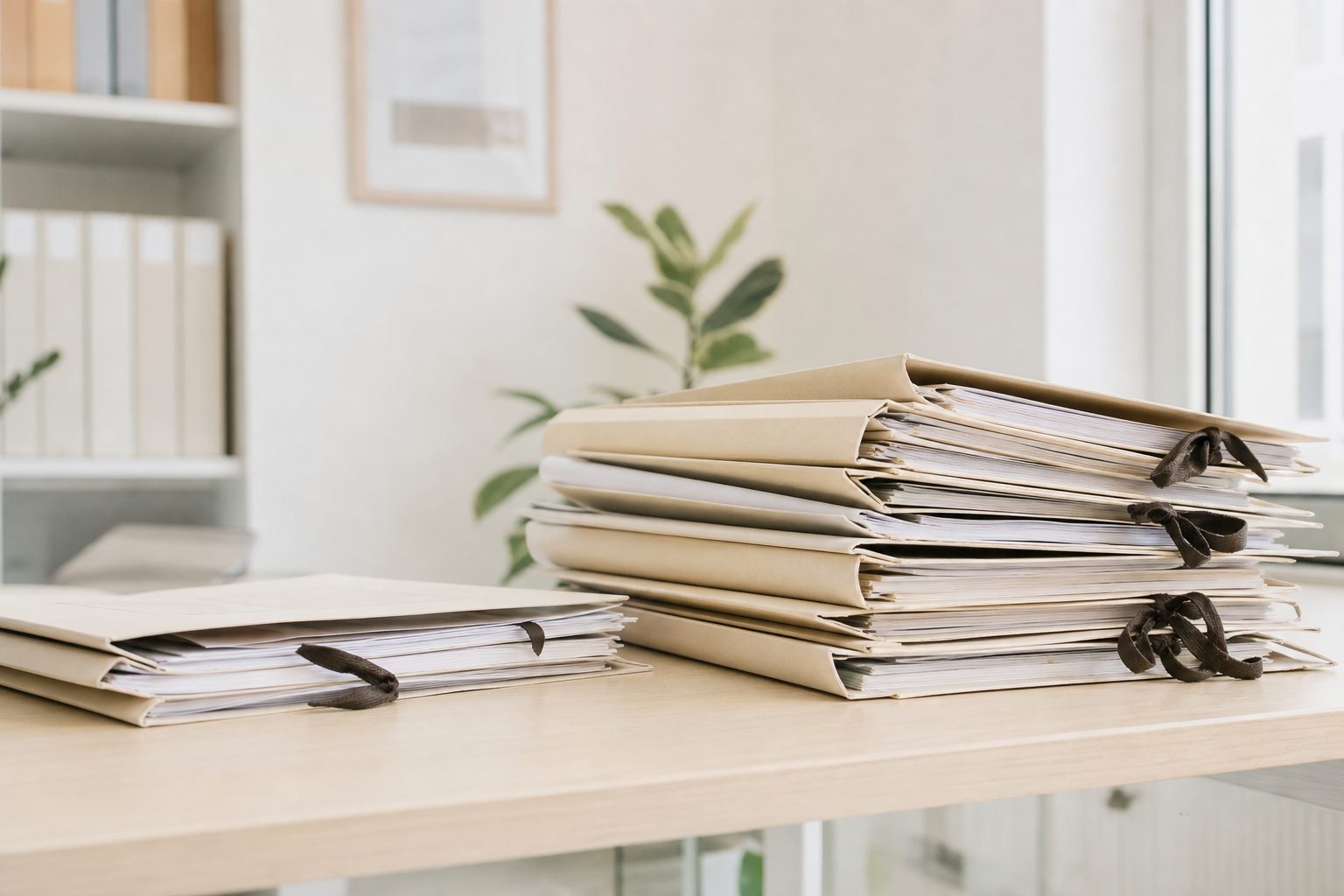 Un uomo seduto alla scrivania lavora al computer in un ufficio dalla luce naturale.