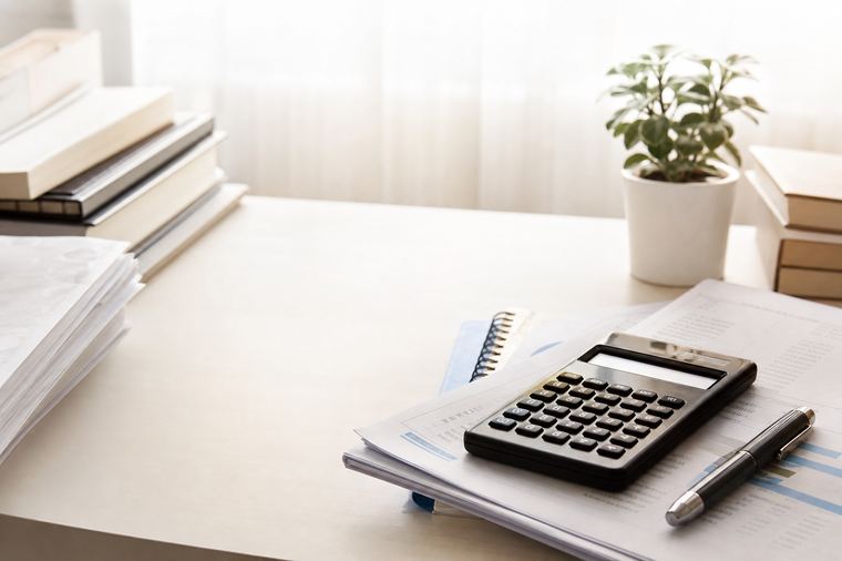 Postazione di lavoro con due schermi accesi sopra una scrivania ordinata